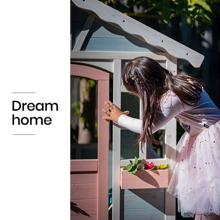 ROVO KIDS Cubby House, Outdoor Wooden DIY Timber Cottage Style Playhouse, for Children