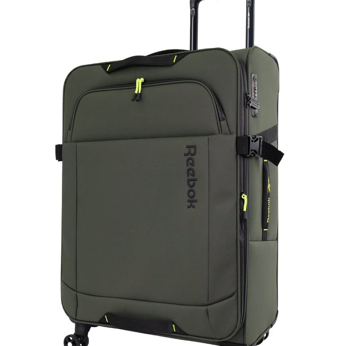 Reebok Pro Medium Leather Film Soft Shell Suitcase Travel Luggage 69cm Khaki
