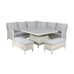 Barcelona 6pc Outdoor Dining Set Wicker Sofa Lounge Table Ottoman Grey