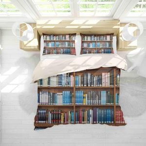 3D Bookshelf Pattern Quilt Cover Set Bedding Set Pillowcases 93