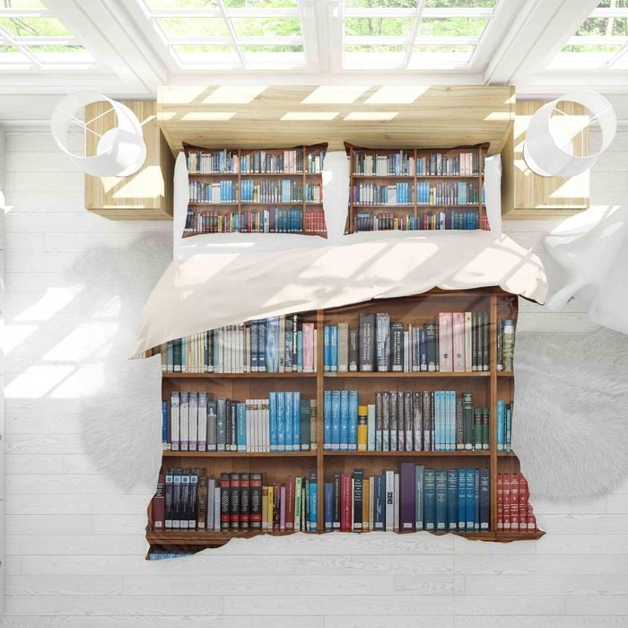 3D Bookshelf Pattern Quilt Cover Set Bedding Set Pillowcases 93