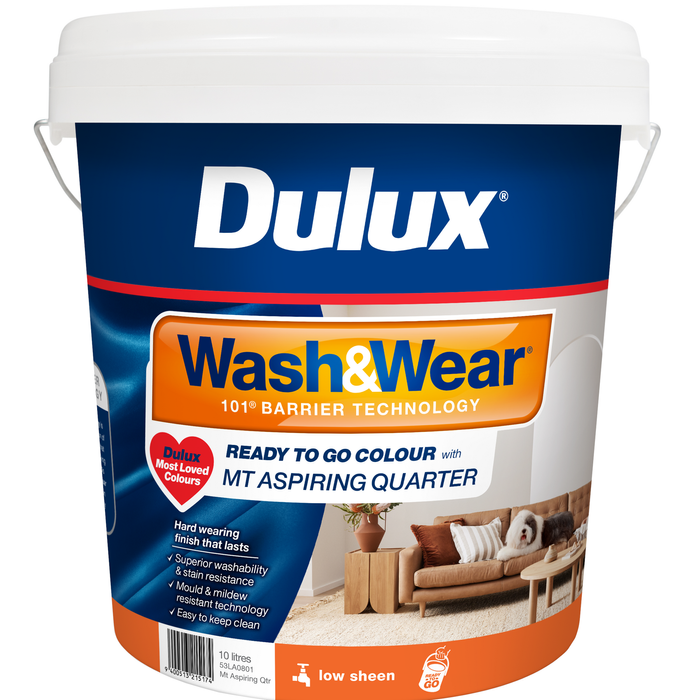 Dulux Wash&Wear 10L Mt Aspiring Quarter Low Sheen Interior Paint