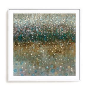 Artey | Abstract Rain - Framed Print - White - 90 x 90cm