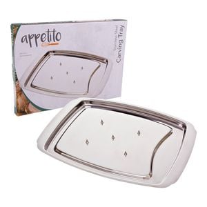 Appetito Stainless Steel 35.5x25.5cm Spike Carving Tray Food Prep