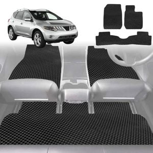 6D Diamond Car Floor Mats for Nissan Murano 2009-2015-Full Set-Black-Outback GT