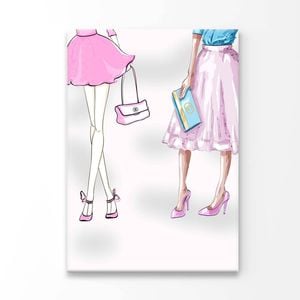 Modern Pink Ladies Fashion Art Print 100% Australian Made 90x120cm (Stretched Canvas)