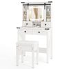 Costway Makeup Vanity Table Stool Tempered Glass Tabletop Dressing Set