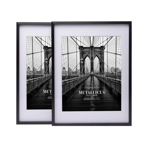 Cooper & Co. 10 x 13inch Mat to 8 x 10inch Set of 2 Black Premium Metallicus Metal Photo Frames