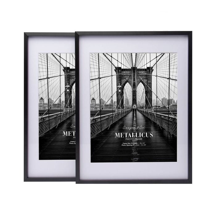 Cooper & Co. 10 x 13inch Mat to 8 x 10inch Set of 2 Black Premium Metallicus Metal Photo Frames