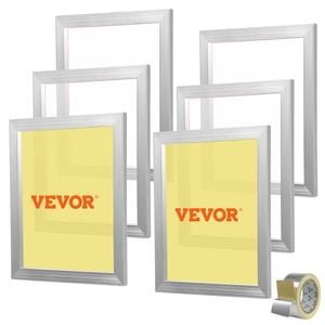 VEVOR Screen Printing Kit White 6 Pieces Aluminum Silk Frames with 110 Count Nylon Mesh