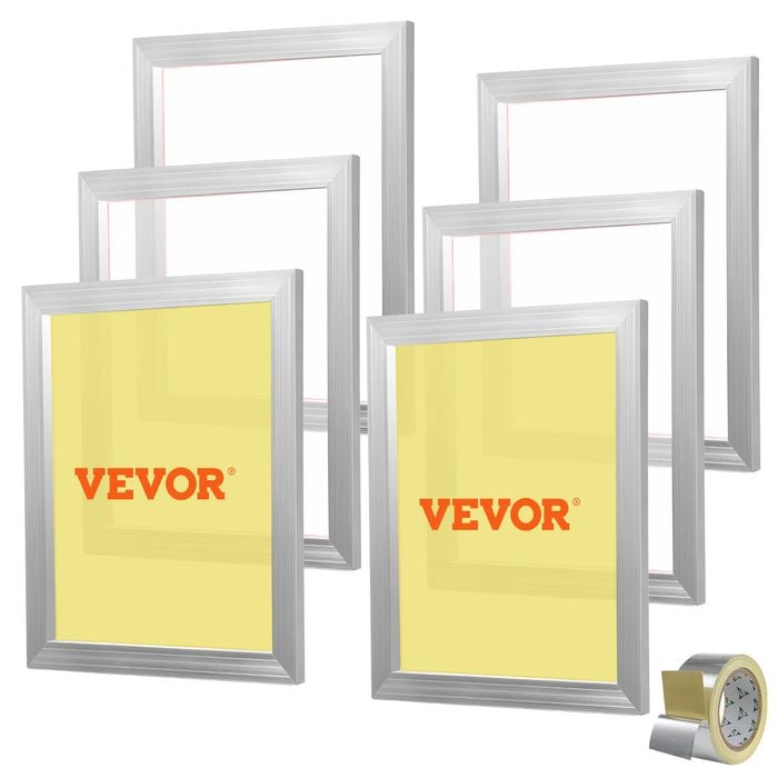 VEVOR Screen Printing Kit White 6 Pieces Aluminum Silk Frames with 110 Count Nylon Mesh