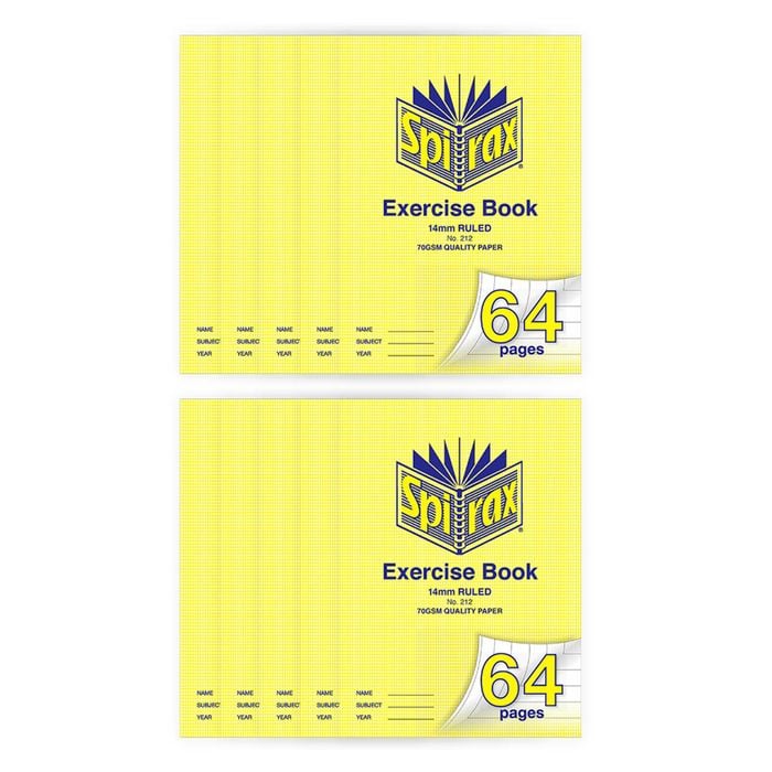 10x Spirax No.212 14mm Ruled Exercise Schoo/home/office Writing Book A4 64 Pages