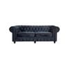 Cleo 3 Seater Velvet Fabric Sofa Blue Colour Chesterfield Design