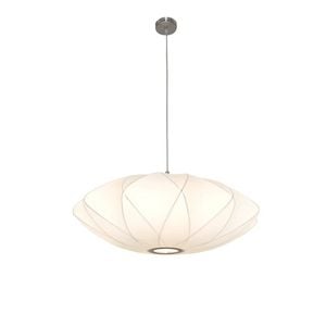 Telbix Aragon Modern Pendant Hanging Lamp Light Metal Fabric White Nickel