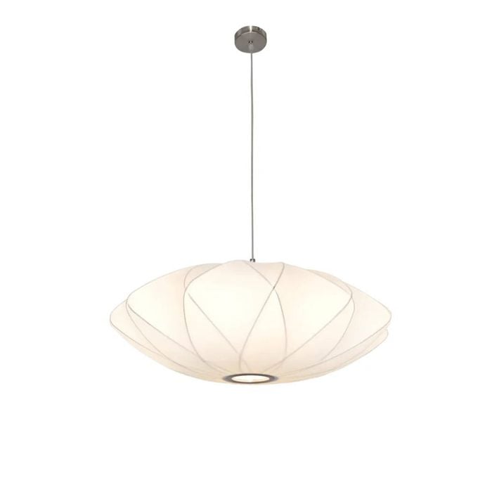 Telbix Aragon Modern Pendant Hanging Lamp Light Metal Fabric White Nickel