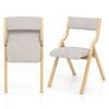 Costway Folding Dining Chair Set Of 2 Upholstered Armless Chair Linen Fabric Chairs Natural