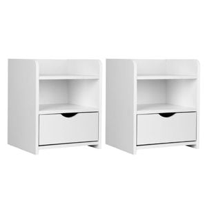 Artiss 2X Bedside Table White FARA