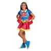 Supergirl Halloween Costume for Kids Dress with Cape Headband Cuffs Superhero, 6-8 YRS
