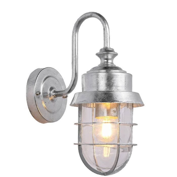 CLA Lighting Parol Exterior Cylinder Glass with Cage Wall Light IP44 Galvanized