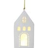 LVD Porcelain Hanging Village House Tealight Candle Holder 16cm - White