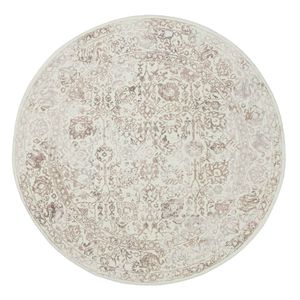 Loopsie-120cm X 120cm-jaya Cream And Beige Floral Washable Round Rug