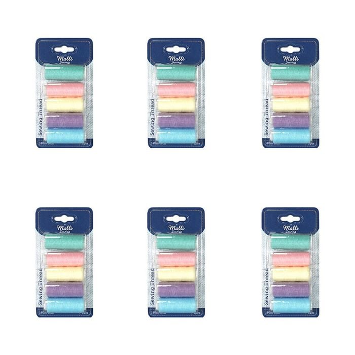 6x 5pc Malli Pastel Shades 180m Plastic Spool Sewing Garment Thread