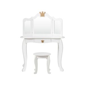 Costway Kids Wood Dressing Table Stool Set White