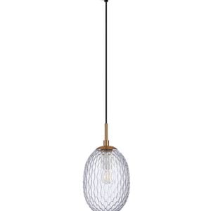 CLA Lighting Kathal Interior Ellipse Glass Segmented with Brass Highlight Enclosed Pendant Light Clear