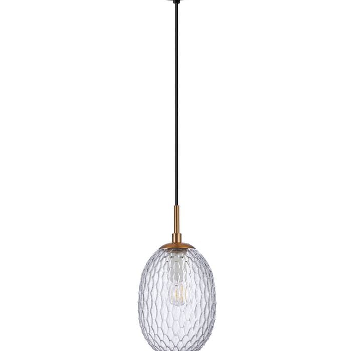 CLA Lighting Kathal Interior Ellipse Glass Segmented with Brass Highlight Enclosed Pendant Light Clear