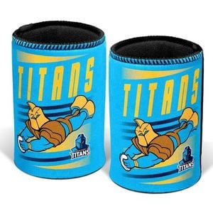 NRL Retro Stubby Can Cooler - Gold Coast Titans - Drink - Rubber Base