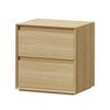Oikiture Bedside Table 2 Drawers Bedroom Nightstand Handle-free Natural
