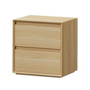 Oikiture Bedside Table 2 Drawers Bedroom Nightstand Handle-free Natural