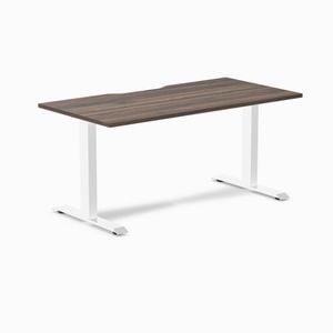 Desky Fixed Height Jarrah Legno Scalloped Melamine Desk 150x75cm White Leg