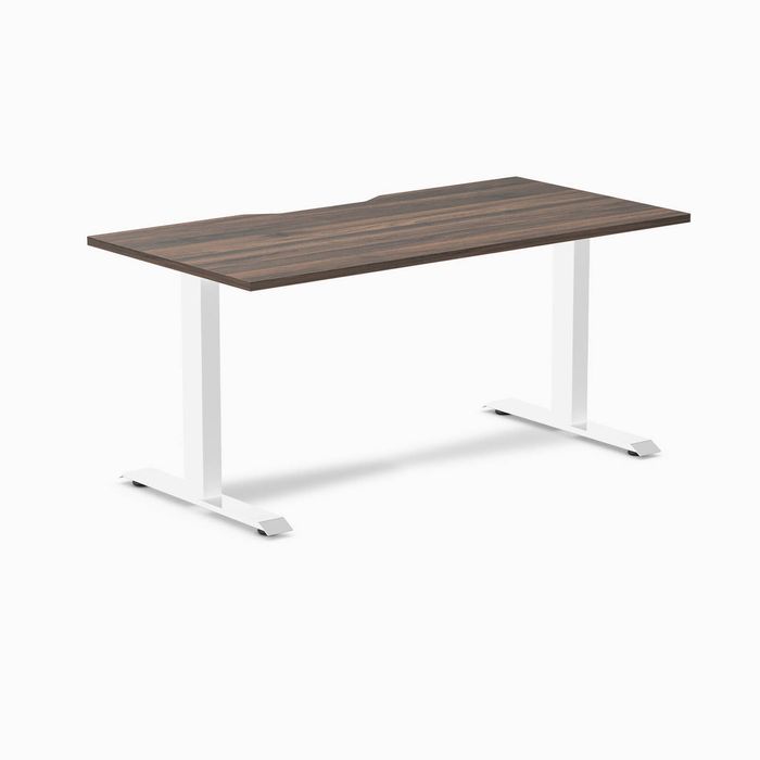 Desky Fixed Height Jarrah Legno Scalloped Melamine Desk 150x75cm White Leg