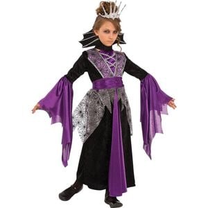 Queen Vampire Halloween Costume Child Girls Halloween Dress with Tiara and Collar, Small