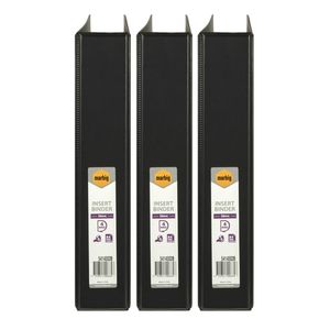3x Marbig Clearview 4 D-ring Insert Binder A4 File 38mm Document Organiser Black