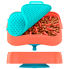 Super Feedy, Versatile 4-in-1 Slow Feeder Dog Bowl - Ocean Red/Teal Reversible Lick Mat