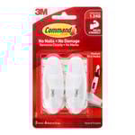 Command™ Medium White Adhesive Wire Hooks - 2 Pack