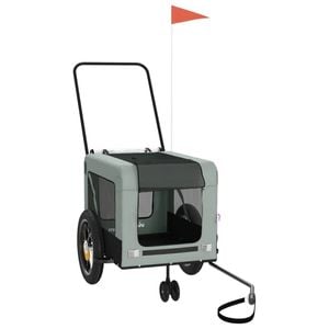 vidaXL Pet Bike Trailer Dog Stroller Grey and Black Oxford Fabric and Iron