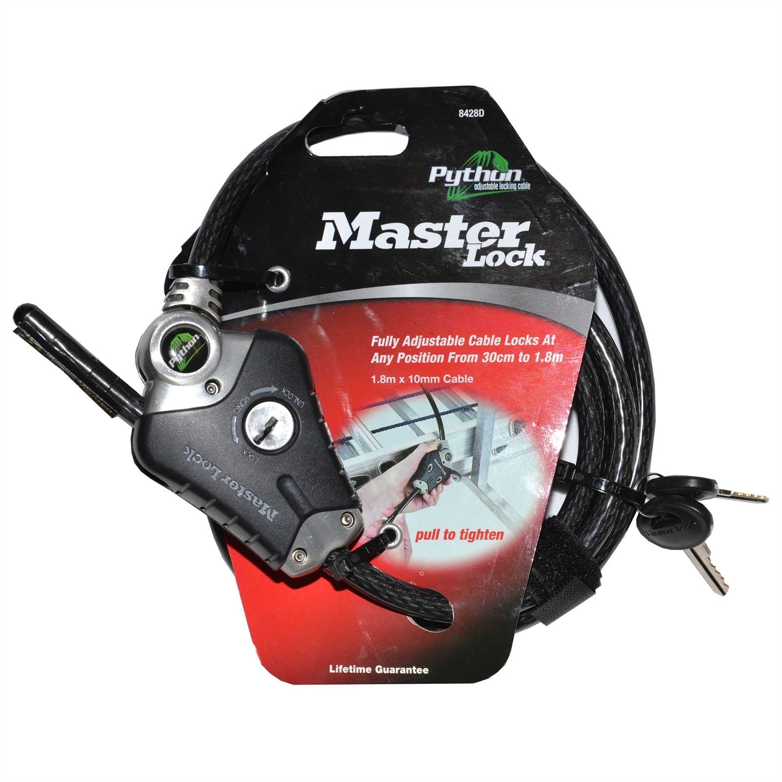 Master Lock 1.8m x 10mm Python Adjustable Locking Cable Bunnings Australia