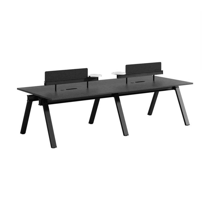 Modern Office Furniture Dolan 4 Seater Workstation 2.8mx1.2mx0.75m - Black