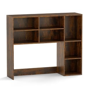 Costway Desktop Bookshelf Adjustable Table Hutch for up to 27” Monitors Brown