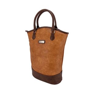 Sachi Two Bottle Leak Proof Wine Tote Carry Bag 24x13x36cm Faux Leather Tan