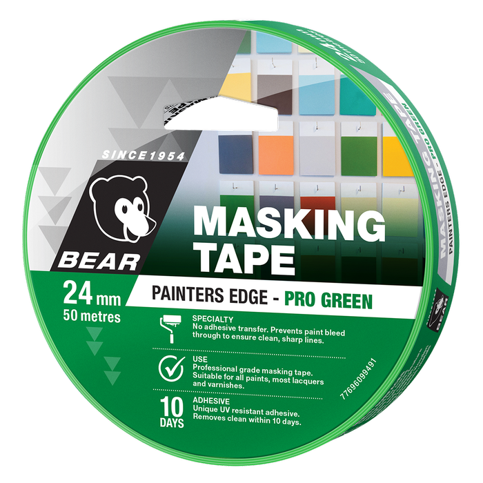 Bear 24mm x 50m Green Painters Edge Masking Tape - 24mm