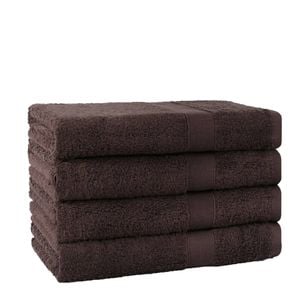 LINENOVA 4 Pack Bath Towel Set 100% Cotton Extra Soft Towels 68 x 132cm - Chocolate