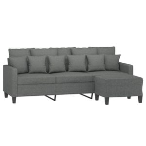 vidaXL 3-Seater Sofa with Footstool Couch Lounge Sofa Settee Dark Grey Fabric