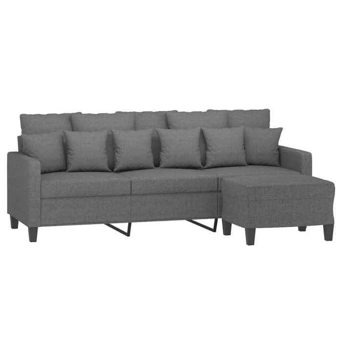 vidaXL 3-Seater Sofa with Footstool Couch Lounge Sofa Settee Dark Grey Fabric