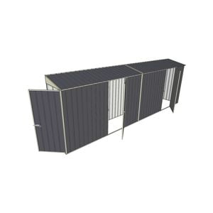 Build-a-Shed 0.8 x 6 x 2m Single Hinged Door Skillion Shed with Dual Single Hinged Side Doors - Grey