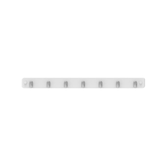 MODE 7 Brushed Nickel Hooks on White Board Key Rack