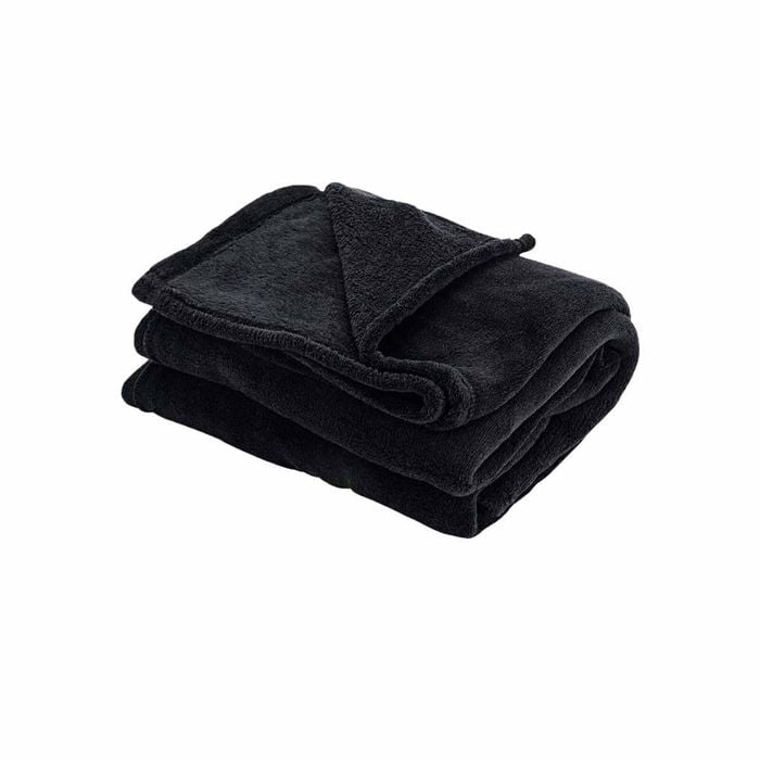 Cleo Soft Coral Fleece Extra Large Throw / Single Sized Blanket 150 X 200 Cm Black